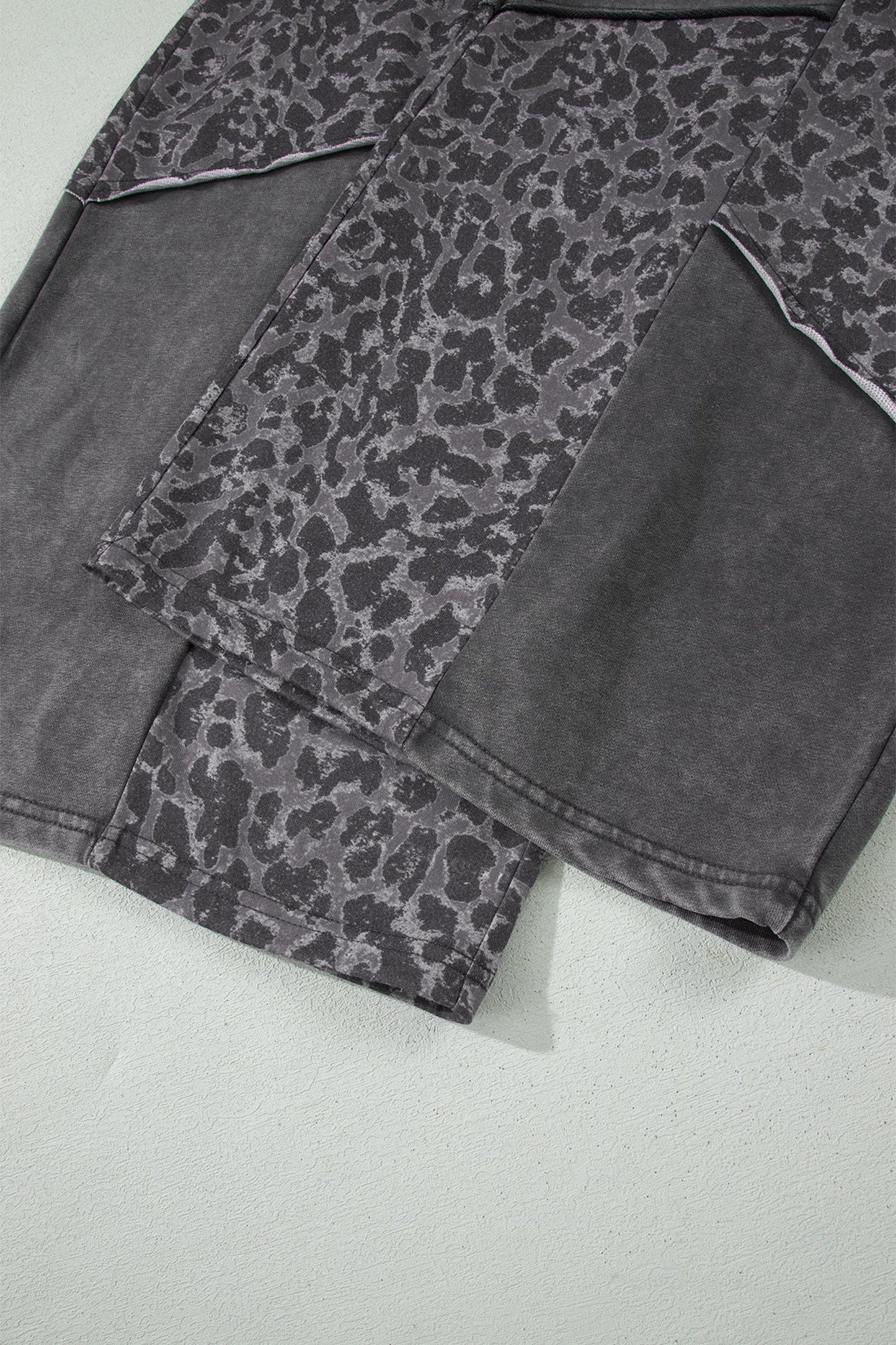 Plus Size Leopard Patchwork Wide Leg Pants
